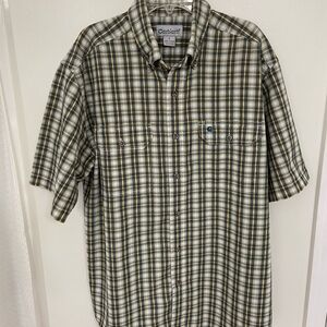 Carhartt Short-Sleeve Plaid Button-Down Shirt in Olive, Black & Cream